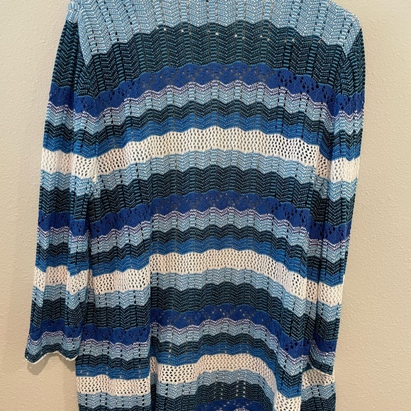 Christopher Banks striped Open Cardigan in Shades of Blues Size L - Picture 5 of 5